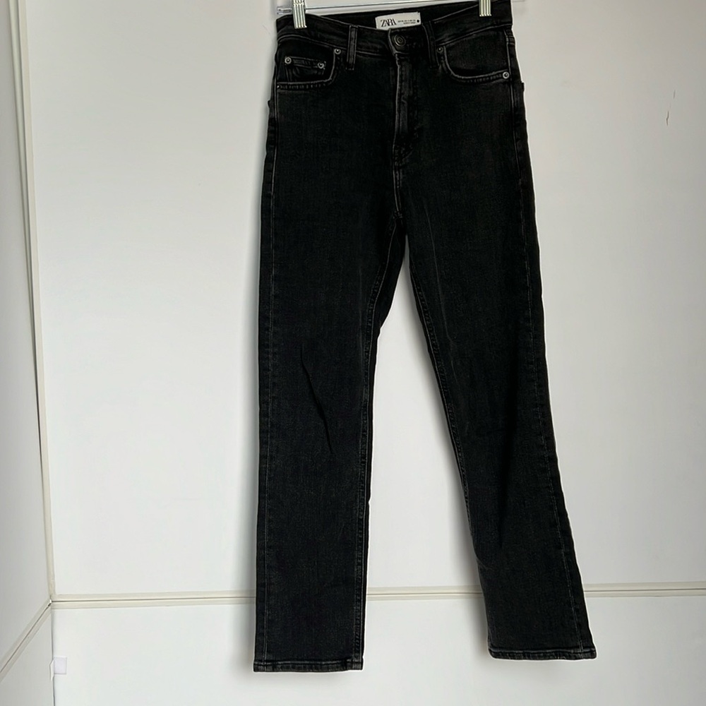 Zara Black Grey Denim Jeans Size 2 - Picture 2 of 8